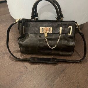 ANTONIO MELANI Brown Satchel with Gold Accents